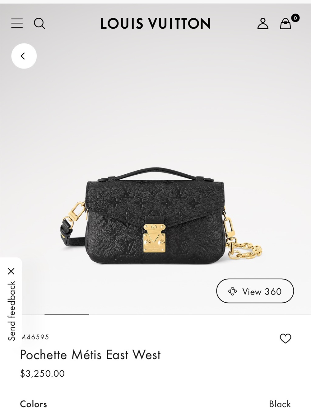 Louis Vuitton Black Pochette Métis East West Crossbody with Gold Hardware